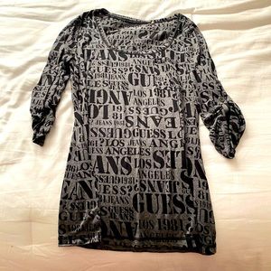 Guess Jeans half sleeve black logo top